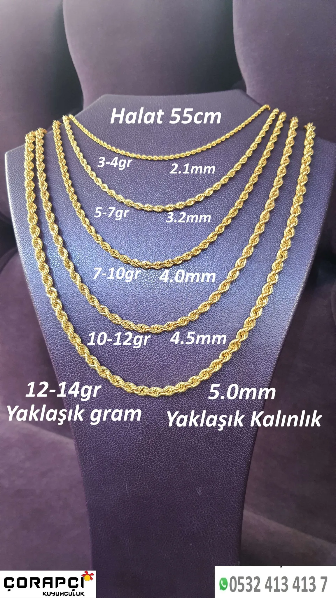 14 Ayar Halat Zincir 8,71gr 55cm