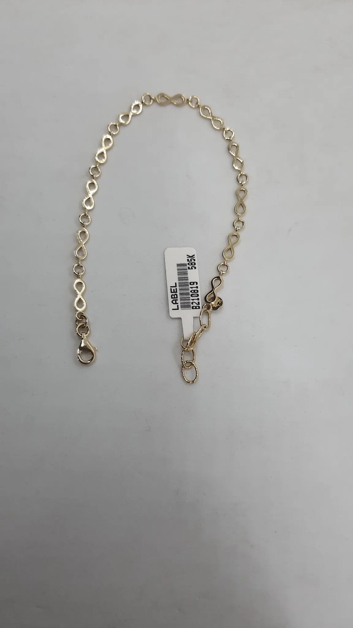 Label: Sonsuzluk Modeli döküm Bileklik, günlük, Renk:Gold, sıfır ürün.